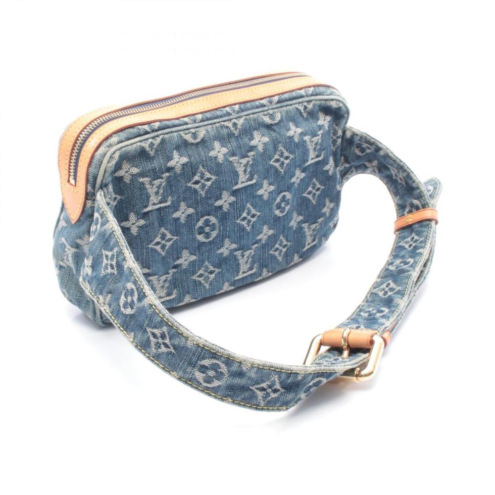Louis Vuitton Bum Bag Waist Body Bum Crossbody Belt Denim Leather Blue